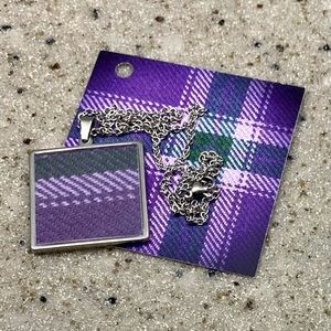 Tartan Necklace by Gracie J Scottish Artist Purple Plaid & Silver